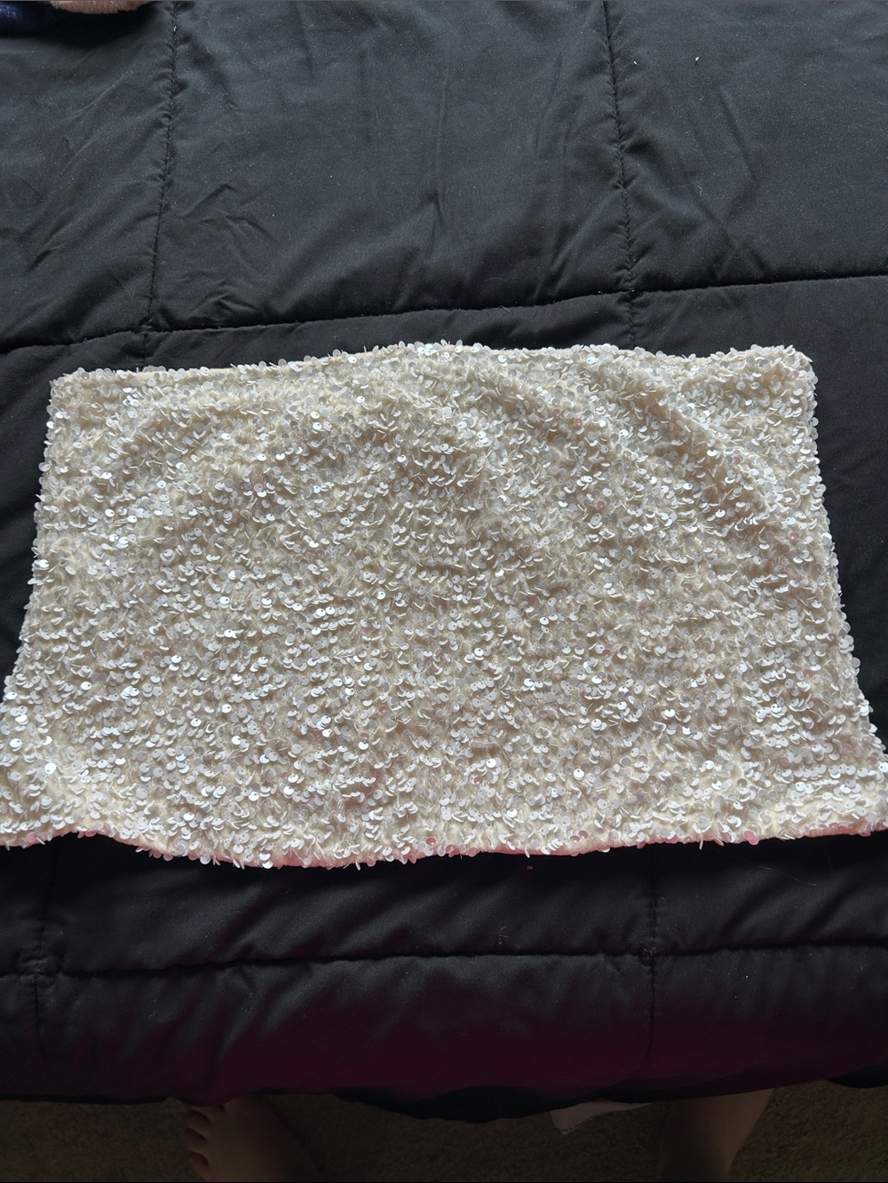 H&M Sequin Tube Top in Ivory